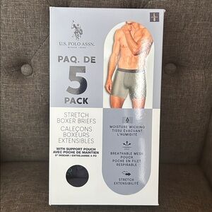 NEW 🆕 U.S. Polo Assn. Men's Boxer Briefs 5-Pack size L